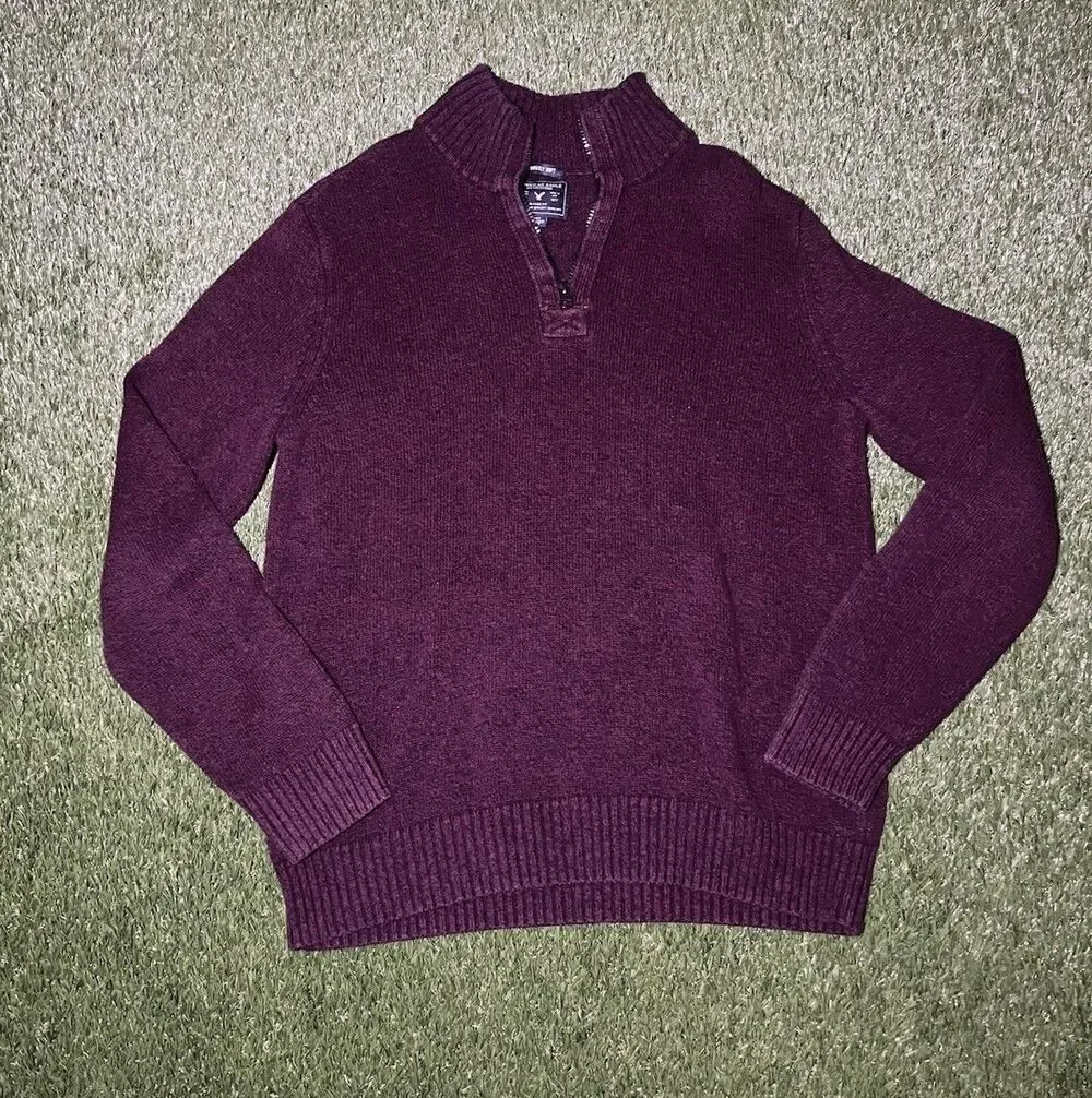 American Eagle Outfitters Purple Knit Mock Neck Sweater Men's Size L